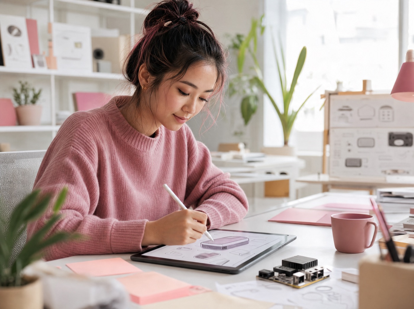 A maker sketching an AI hardware idea